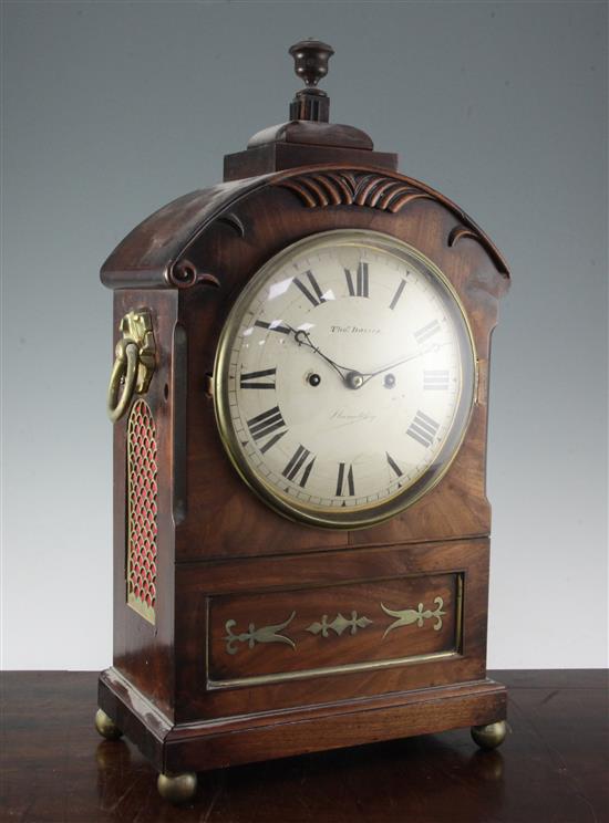 A Regency brass inset mahogany bracket clock, 22in.